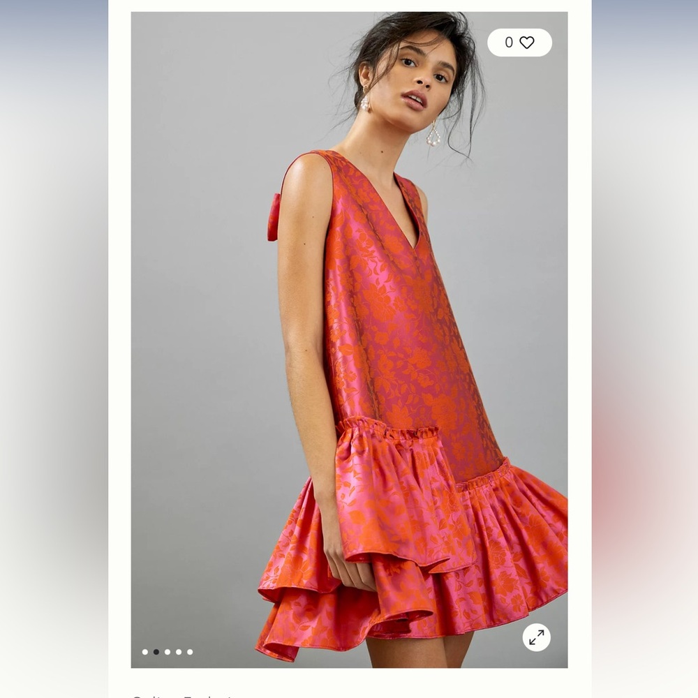 Anthropologie Jacquard Mini Dress with Back Bow tie